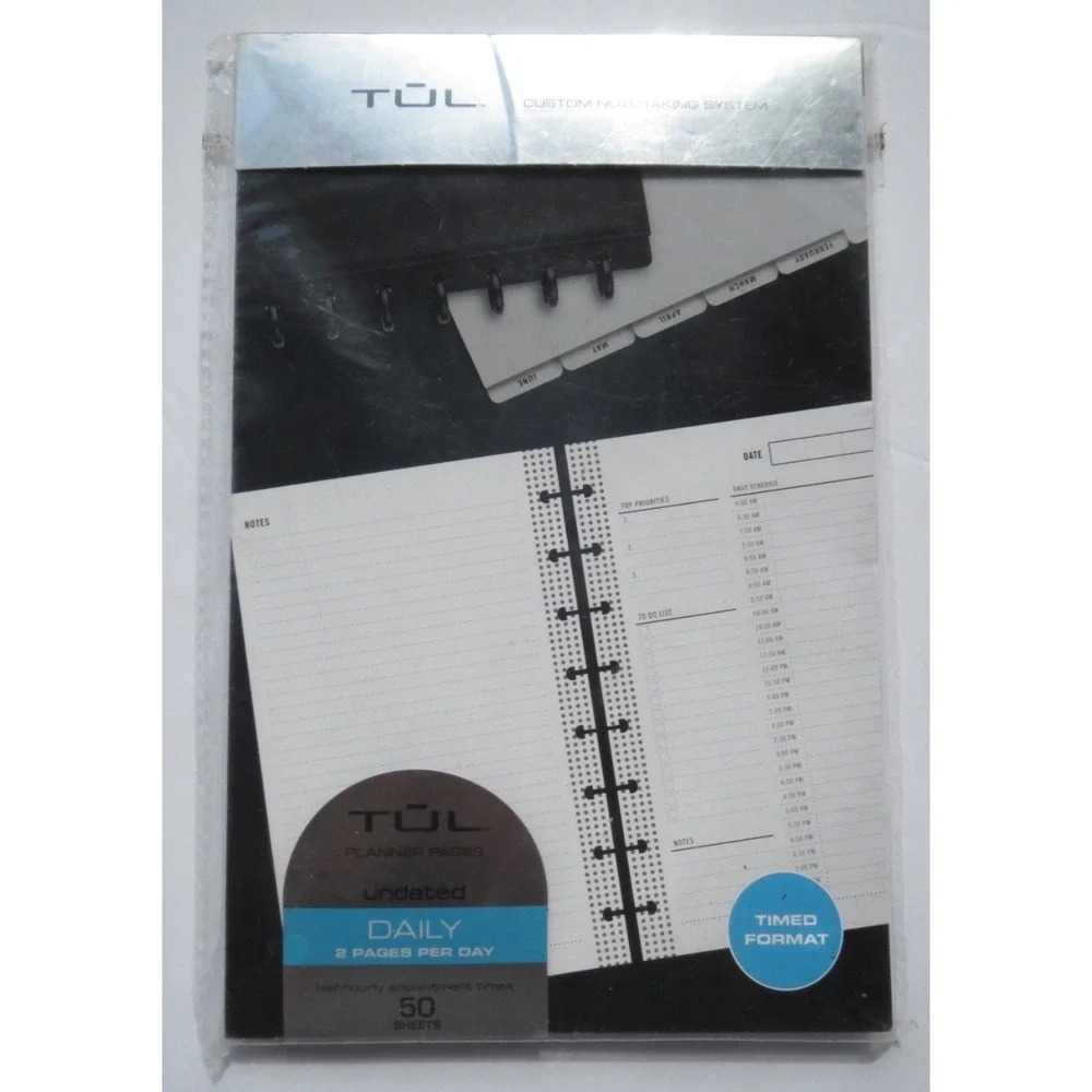 TUL Custom Note Taking System‎ Discbound Weekly Timed Format 2pages Per Week